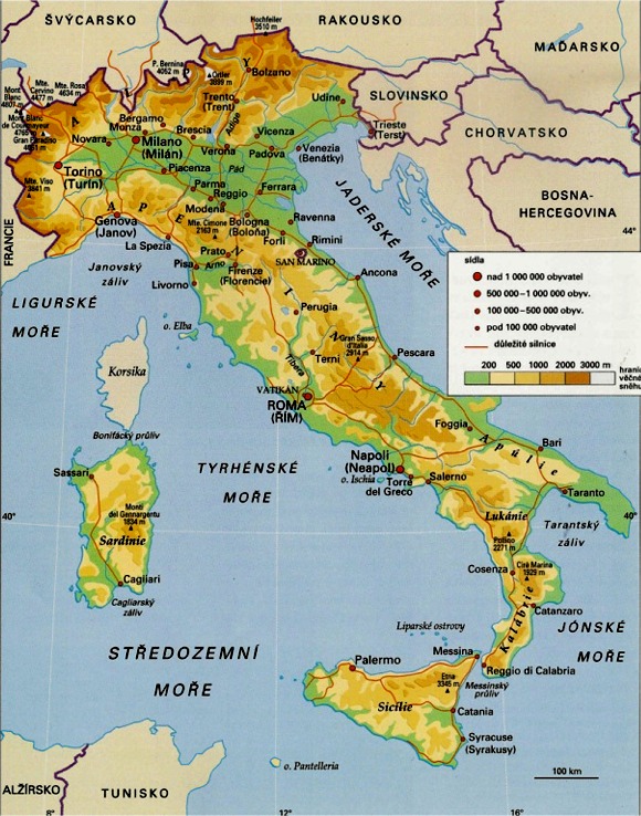 Mapa Itálie